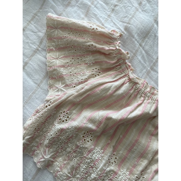 LoveShackFancy off shoulder pink stripe crop top L - Picture 6 of 8